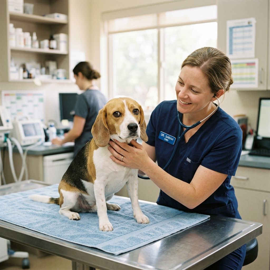Pet owner calling the vet late at night with sick dog